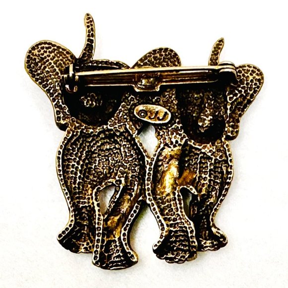 Elephants Walking Brooch/Pin - Jonette Jewelry (JJ) Vintage Brooch (1980s) - Picture 4 of 6